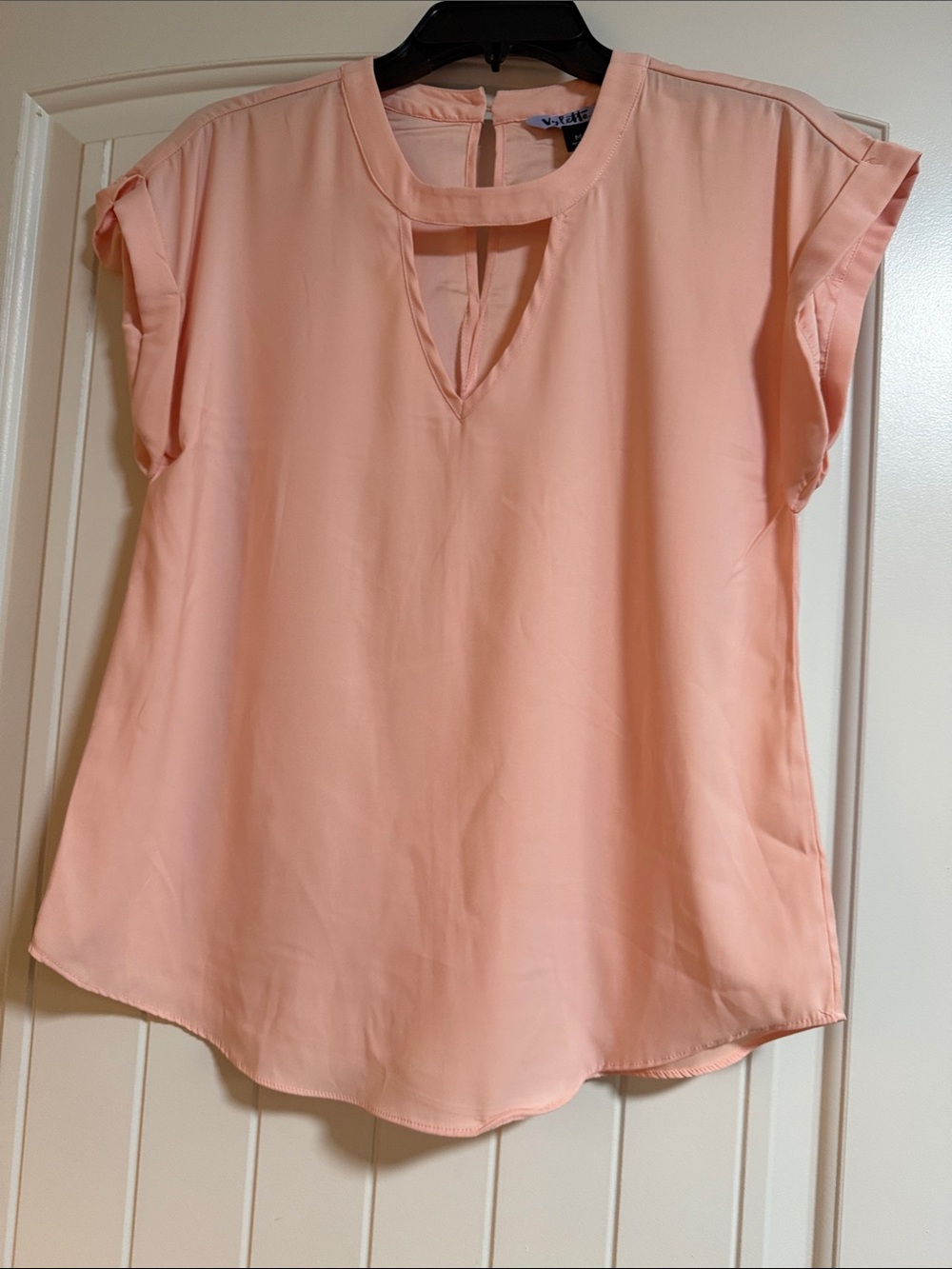 Soft Peach Keyhole Neck Blouse - Lightweight Women's Top